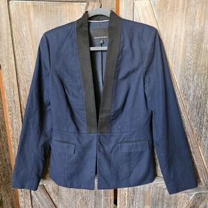 Banana Republic Jacket Women's Size 10 Navy Blue Tuxedo Blazer Patterned